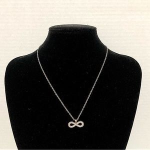 5/$25 - Silvertone Infinity Channel Set Crystal Pendant Necklace